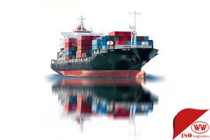 Container Cargo ship isolated on white background