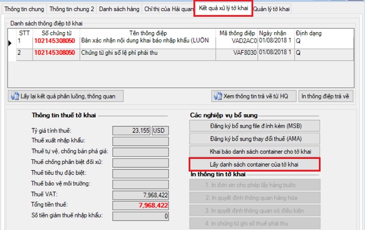 Im mã vạch hải quan qua phần mềm Ecus