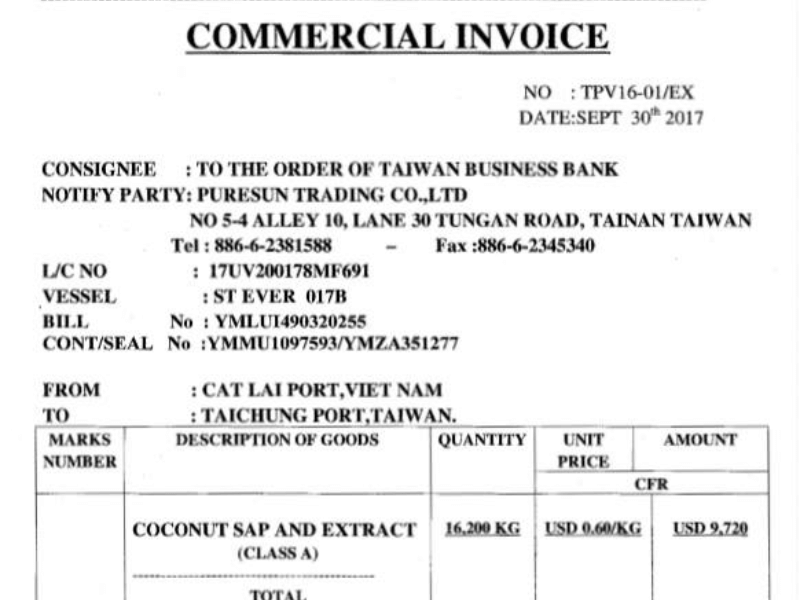 commercial invoice